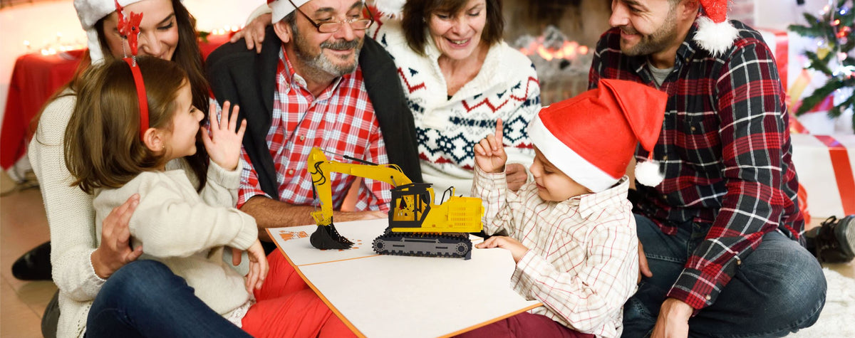 familie zu weihnachten mit bagger karte