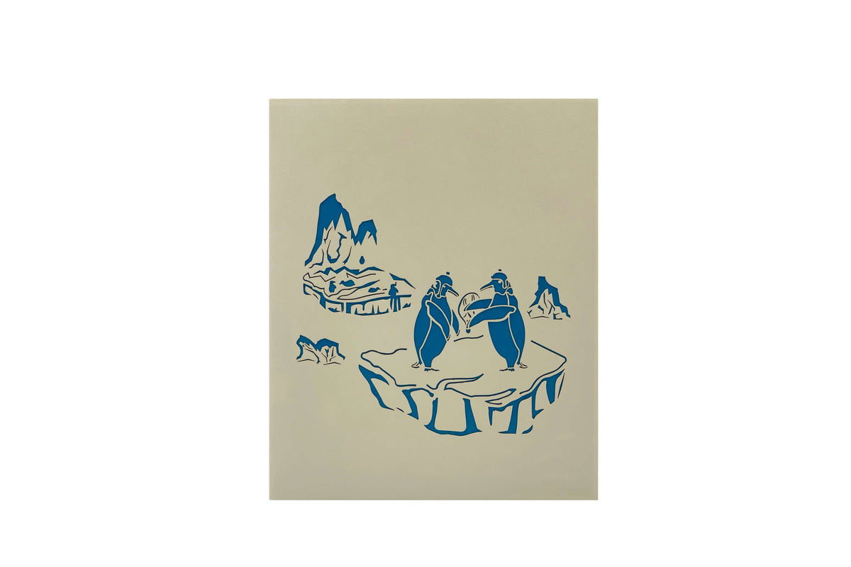 weisse-karte-mit-pinguinen-auf-eisschollen