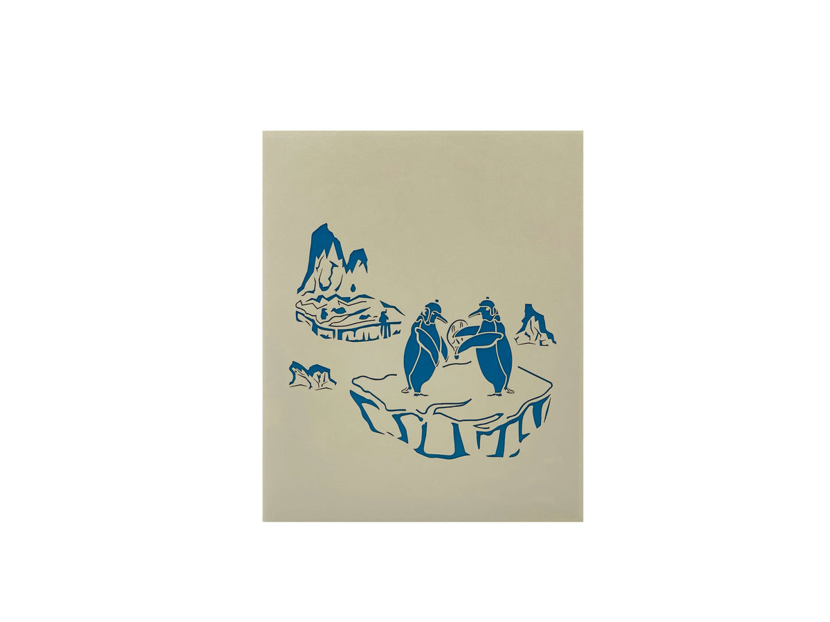 weisse-karte-mit-pinguinen-auf-eisschollen