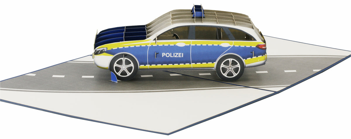 3d karte mit einem polizeiauto auf einer straße