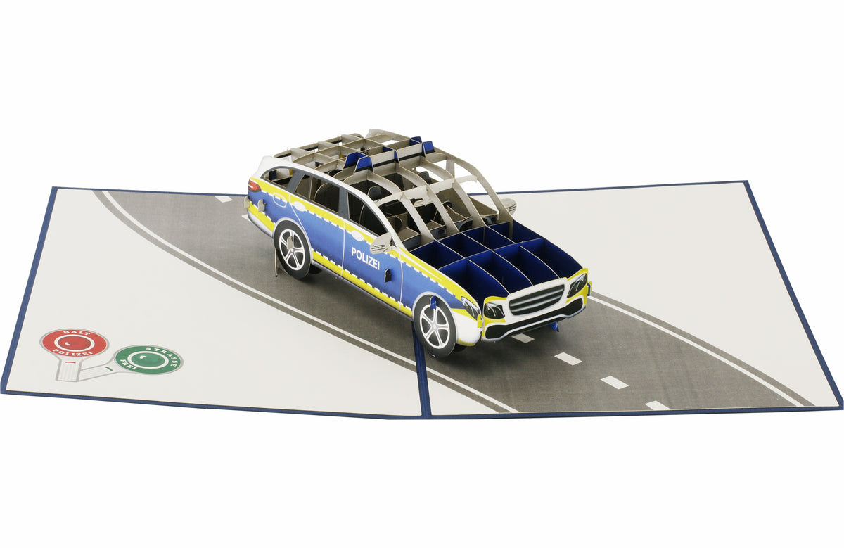 pop up karte mit polizeiauto auf einer straße