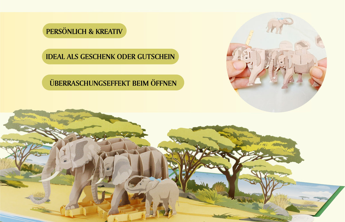 handgemachte karte mit elefanten in der savanne in afrika