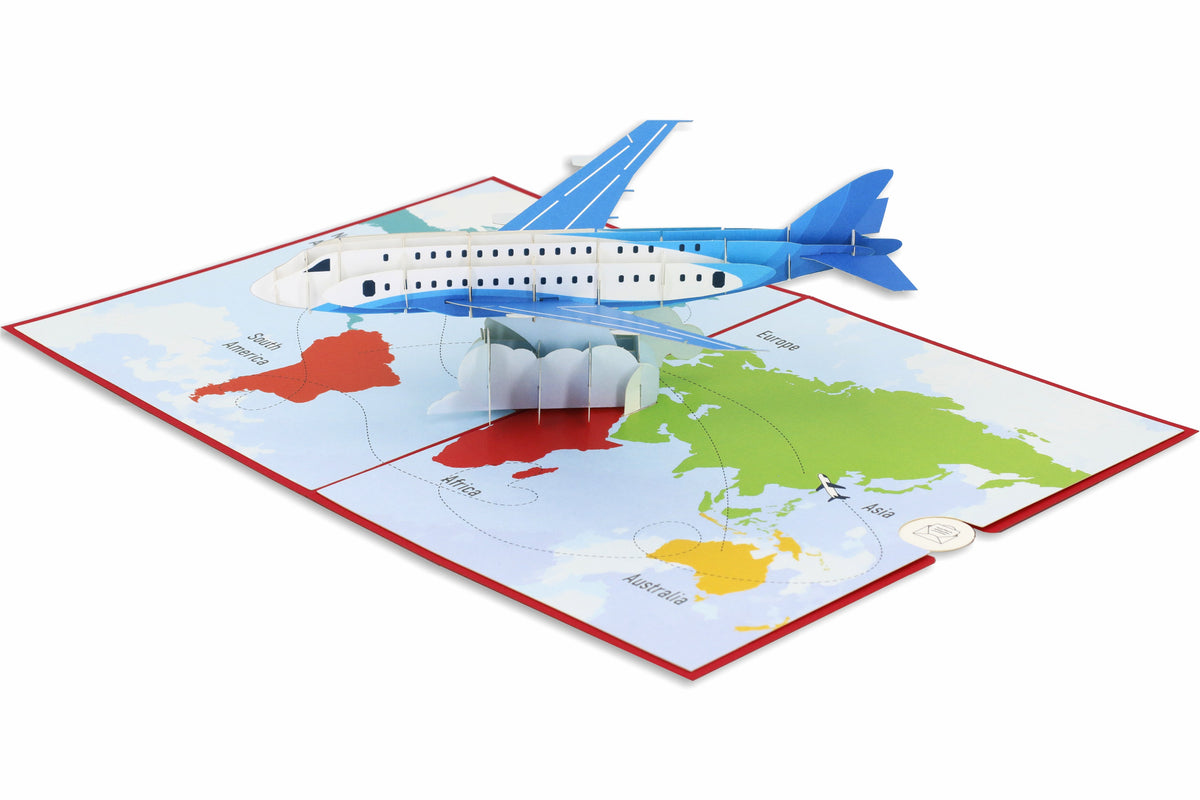pop up karte flugzeug auf weltkarte