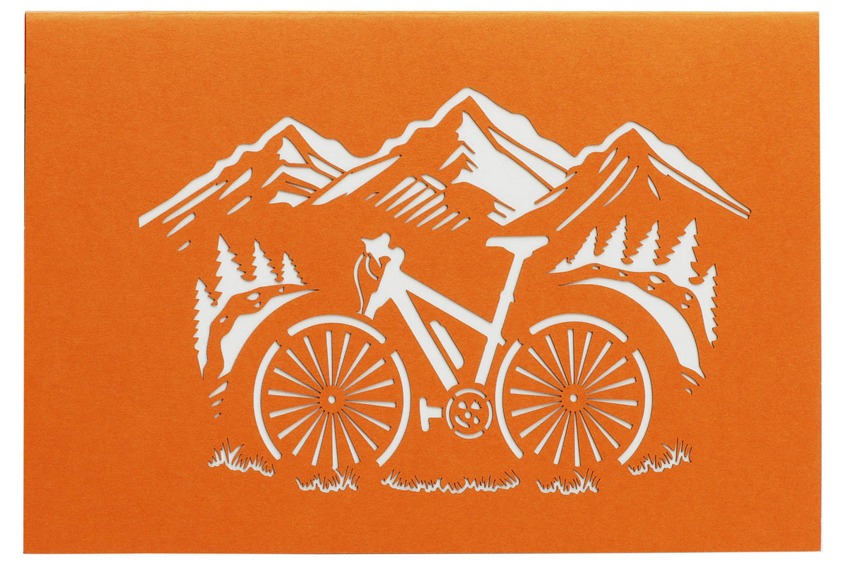 karte orange mit bergen und fahrrad