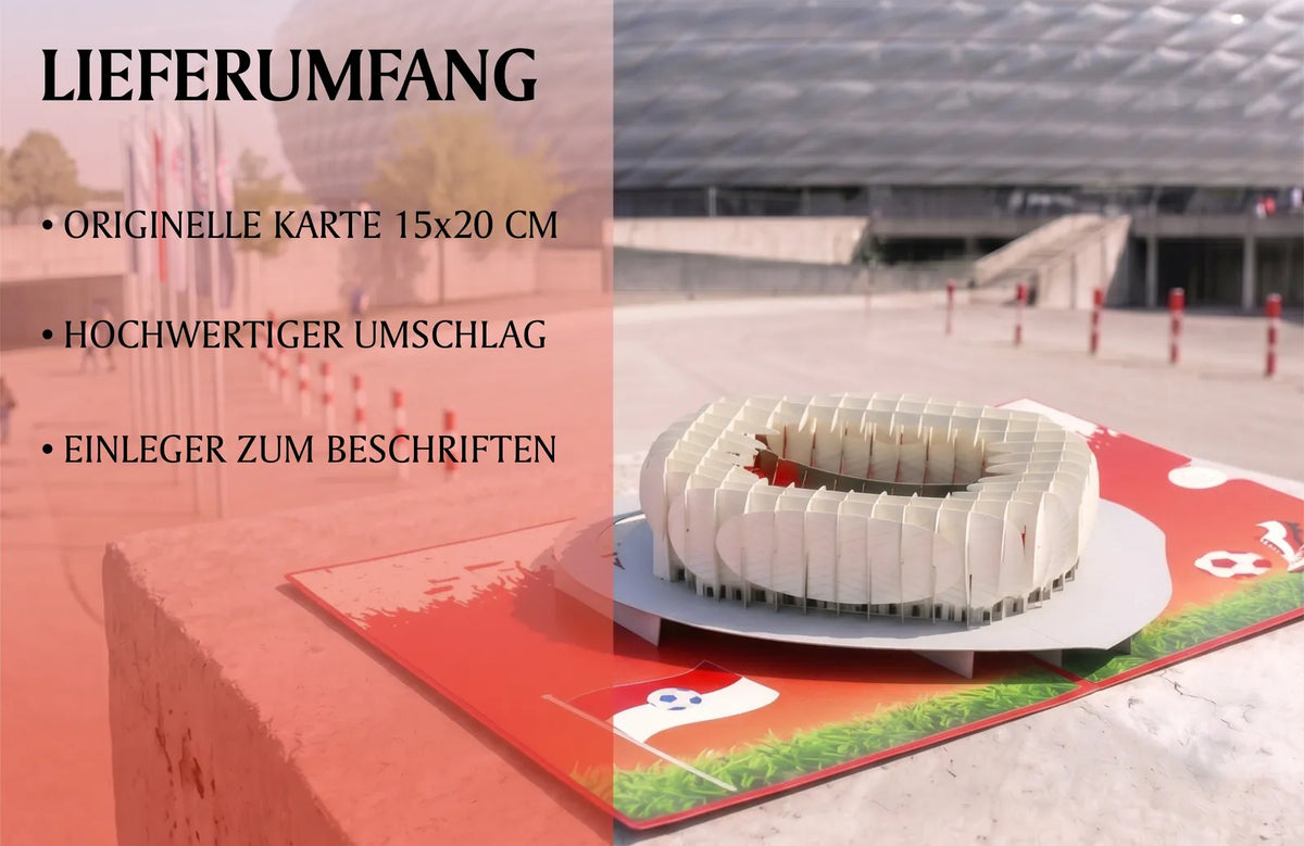 Die Lieferung umfasst eine originale Karte, einen hochwertigen Umschlag und einen beschriftbaren Einleger in ansprechendem Design.