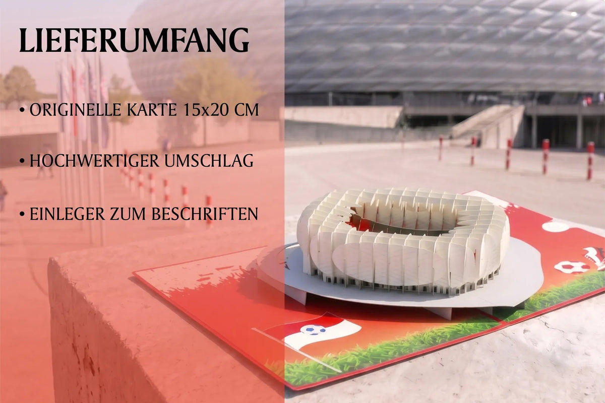 Die Lieferung umfasst eine originale Karte, einen hochwertigen Umschlag und einen beschriftbaren Einleger in ansprechendem Design.