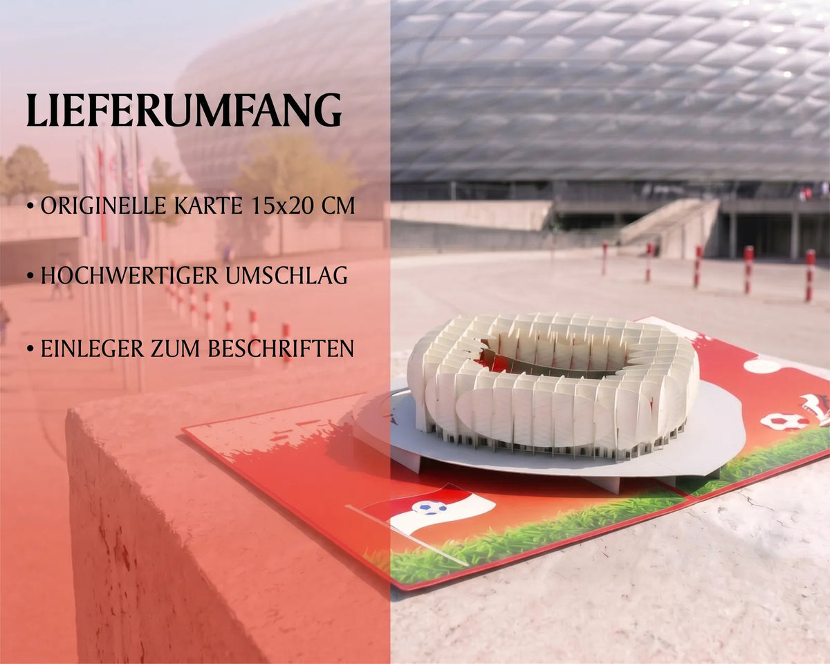 Die Lieferung umfasst eine originale Karte, einen hochwertigen Umschlag und einen beschriftbaren Einleger in ansprechendem Design.