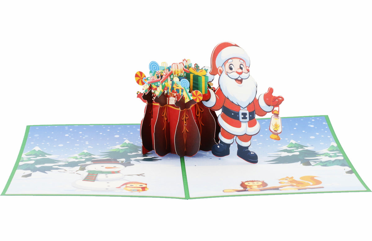 3d karte Nikolaus mit sack voller geschenke