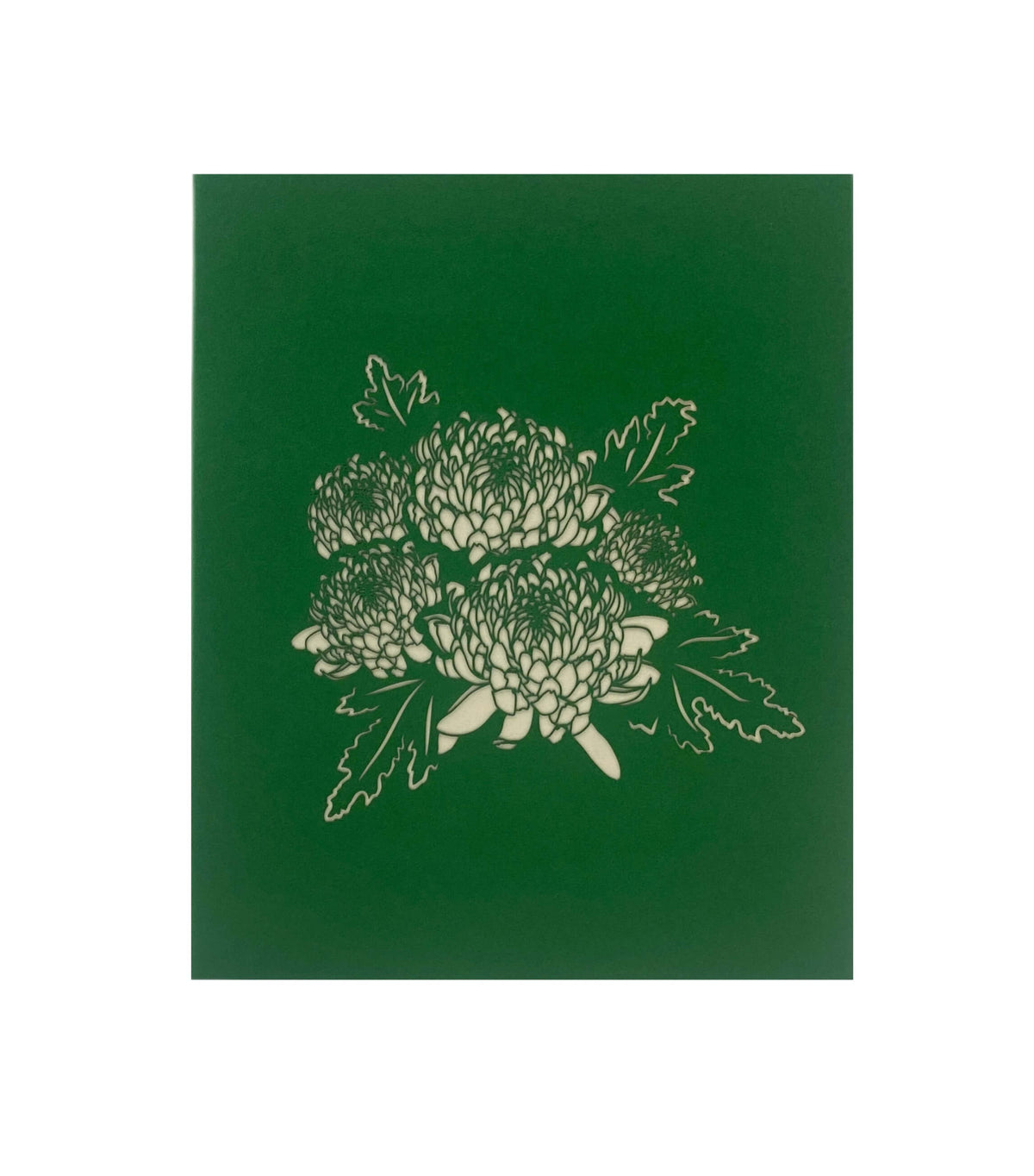 grüne karte mit einer chrysantheme bluete