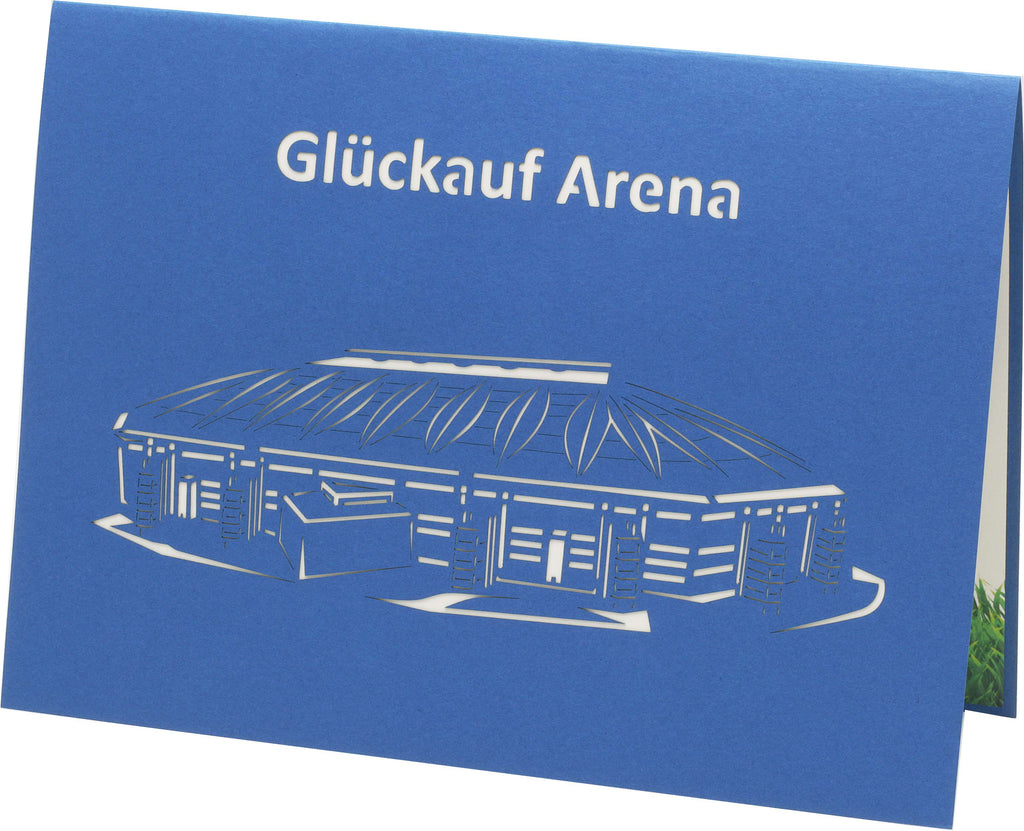 3d Karte Fußball in blau mit Glueck auf Arena