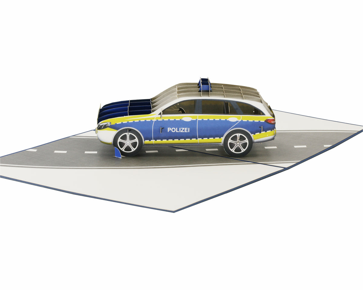 3d karte mit einem polizeiauto auf einer straße
