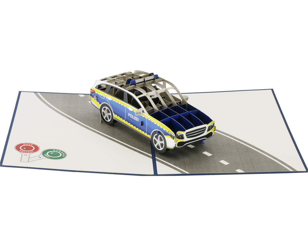 pop up karte mit polizeiauto auf einer straße