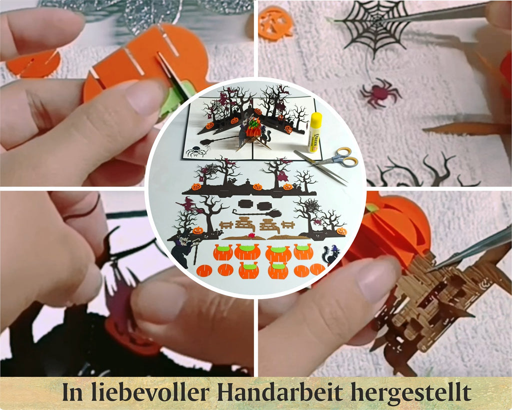 zusammenbau in handarbeit von einer klappkarte mit halloween motiv