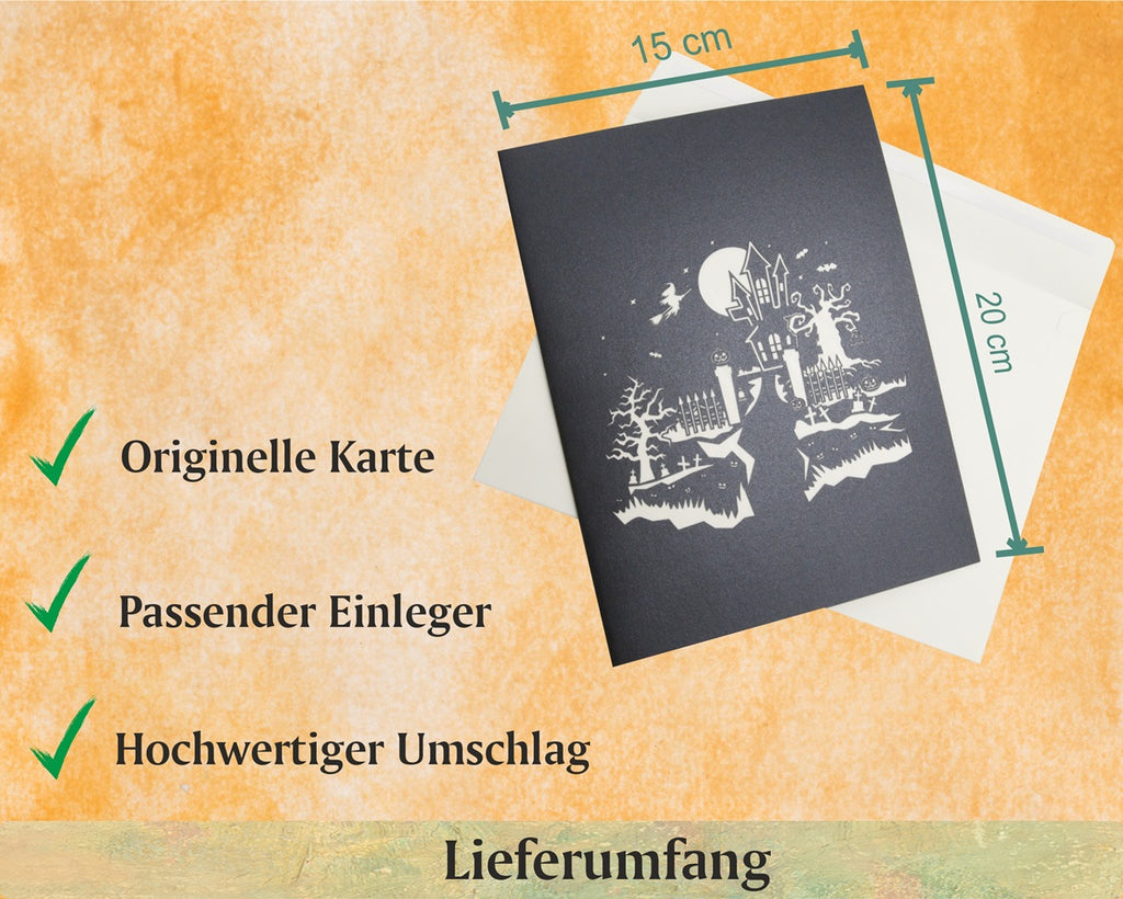 schwarze karte mit einem gruselschloss zu halloween