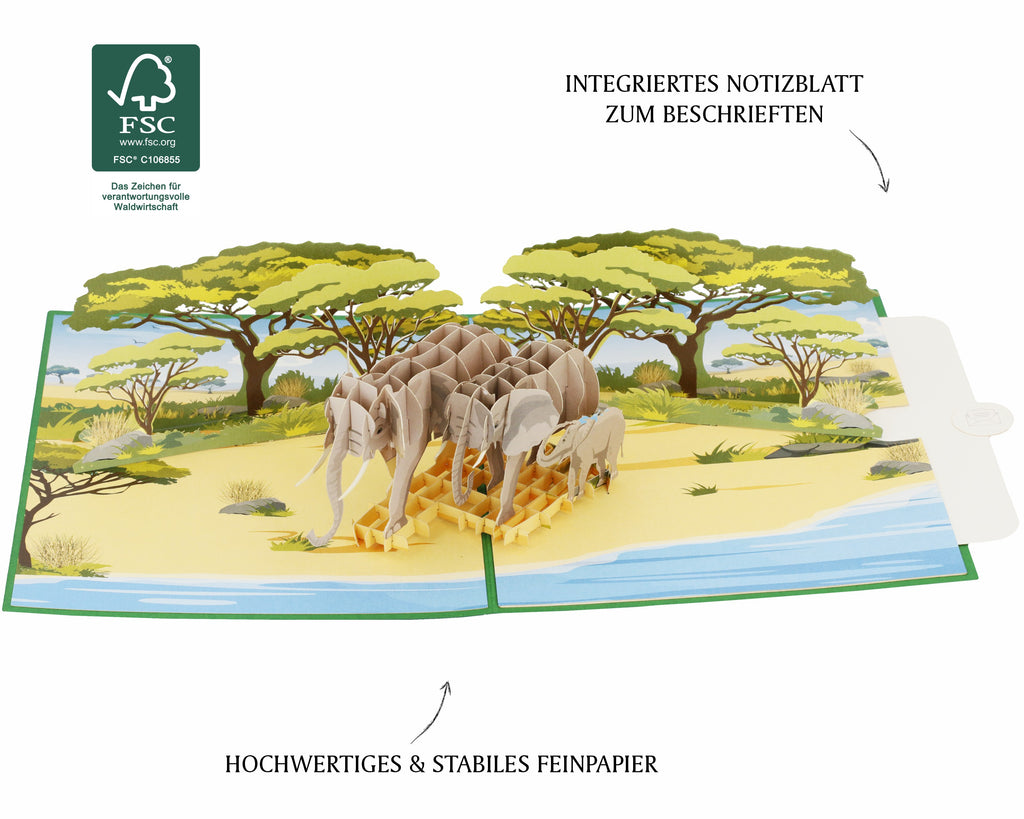 pop up karte mit elefanten in der savanne in afrika