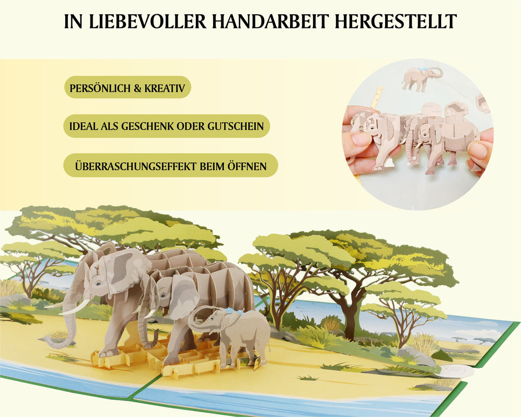 handgemachte karte mit elefanten in der savanne in afrika