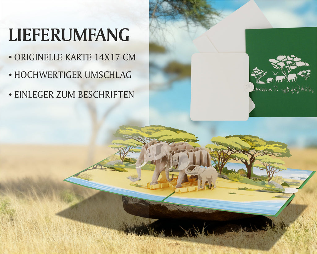 karte mit elefanten in der savanne in afrika mit einschub zum beschriften