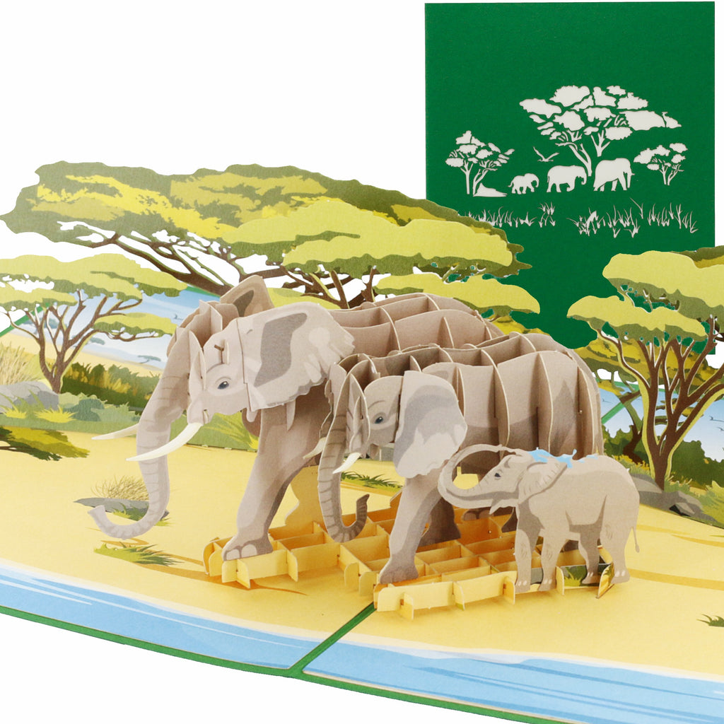 pop up karte mit elefanten in der savanne in afrika