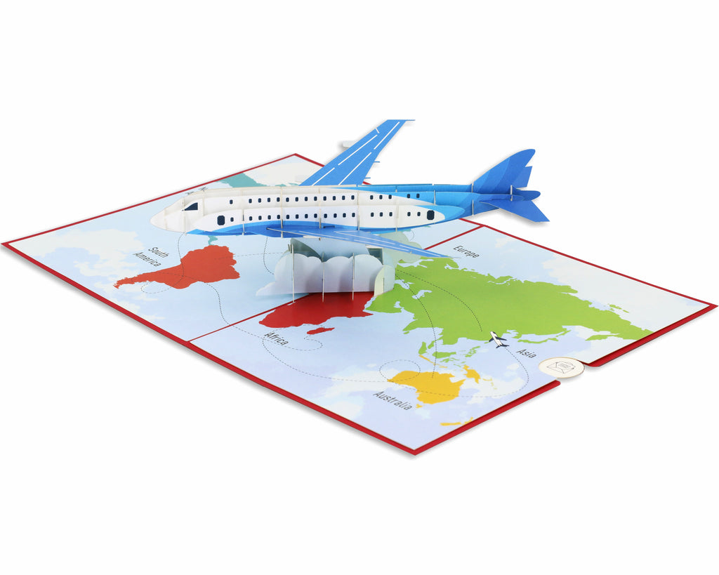 pop up karte flugzeug auf weltkarte