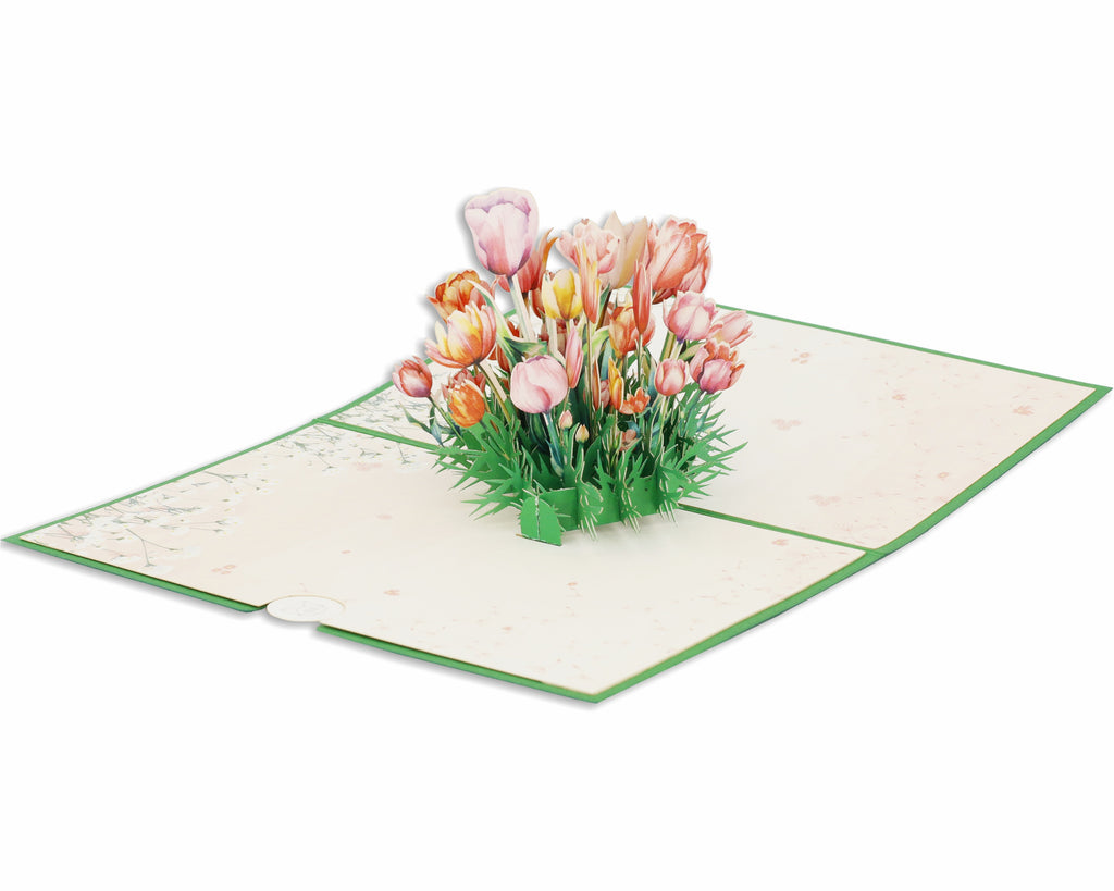 pop up karte tulpenstrauß auf der wiese
