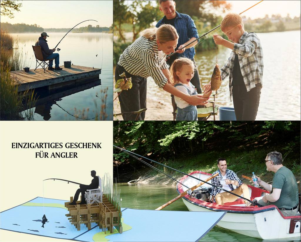 pop up Karte mit einem Angler als Geschenk für Angler