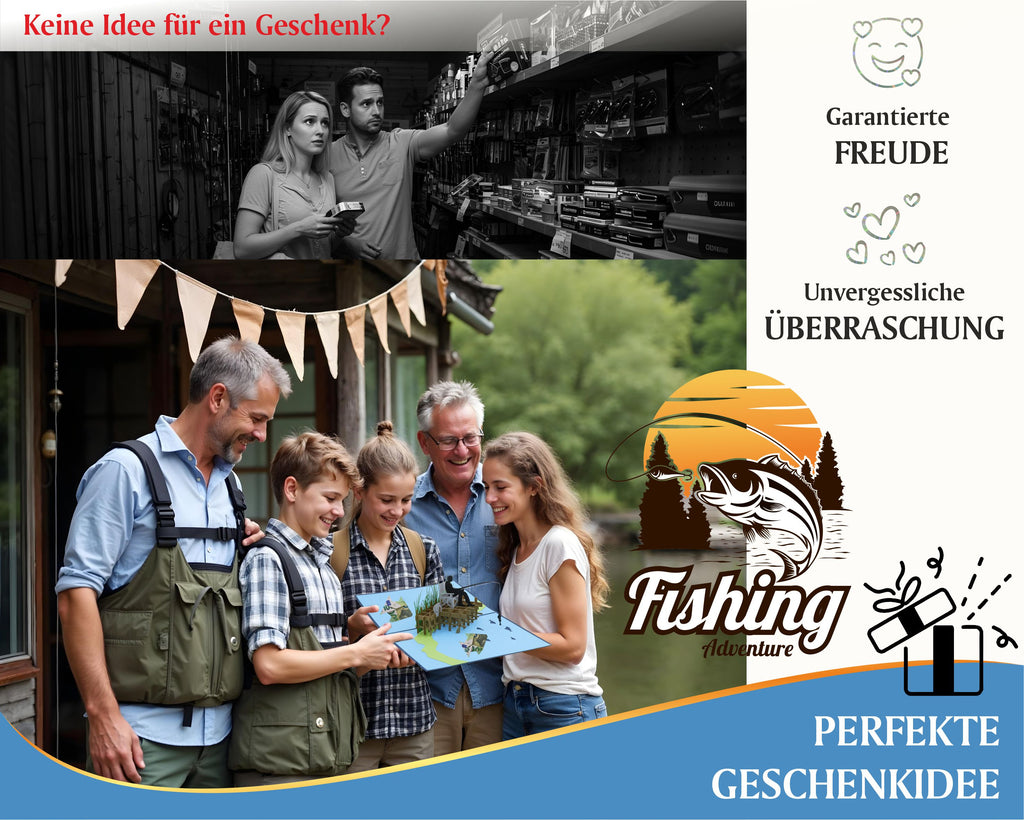 Geschenkidee Karte mit einem Angler für jemanden, der gerne angelt