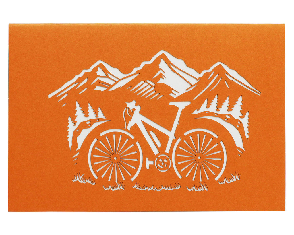 karte orange mit bergen und fahrrad