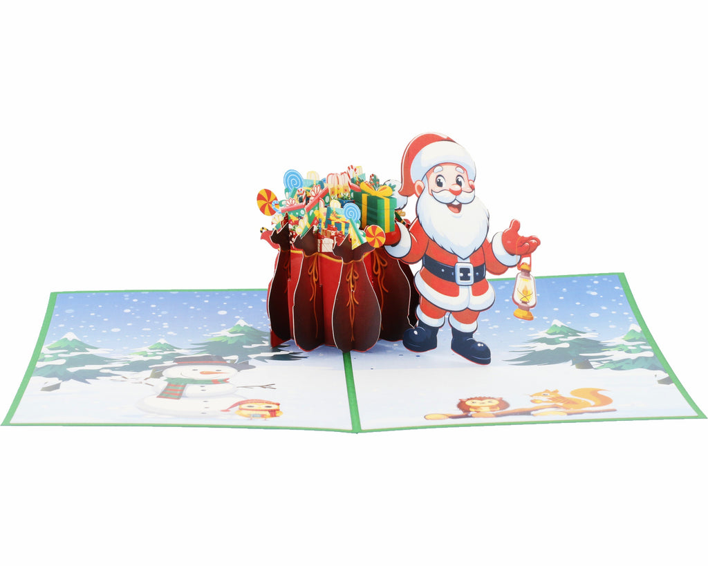 3d karte Nikolaus mit sack voller geschenke