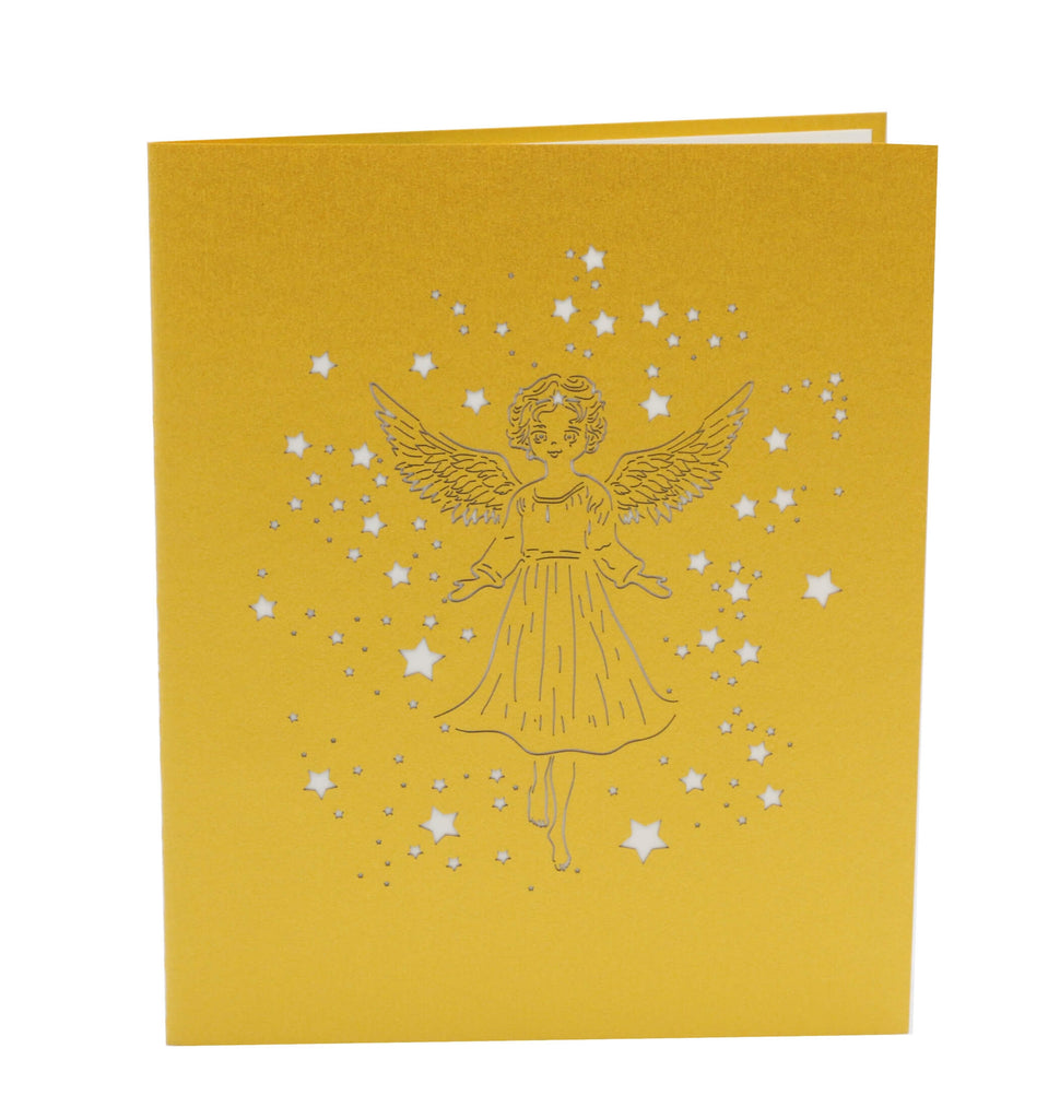 goldene Karte sternen und einem Schutzengel