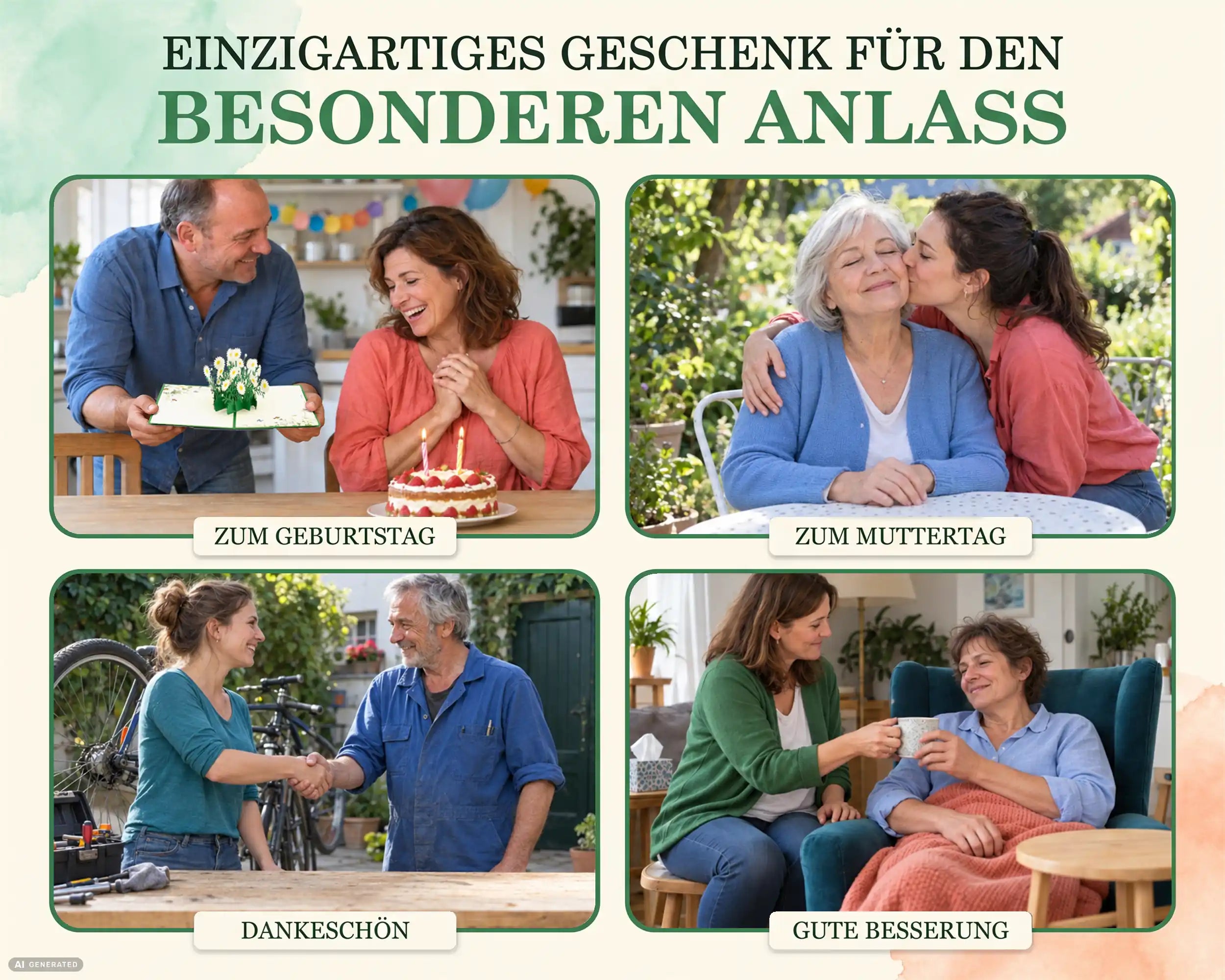 Anlässe für die Gänseblümchen Pop-up Karte: Geburtstag, Muttertag, Dankeschön und Gute Besserung