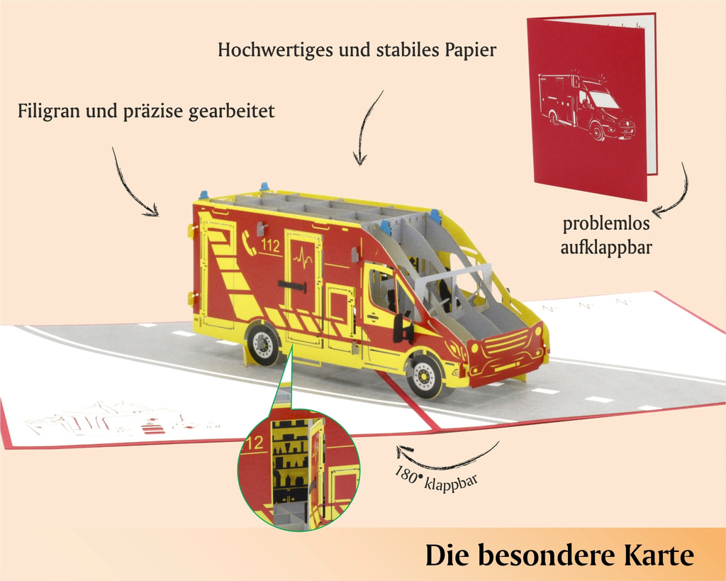 karte mit rettungswagen in rot gelber farbe