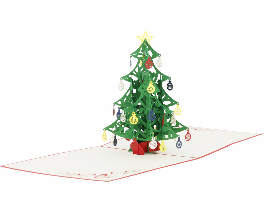 pop up karte Tannenbaum mit Christbaumkugeln 