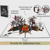 Video: Halloween Pop-up-Karte mit Kürbissen, Fledermäusen und kahlen Bäumen, dazu die Hinweise hochwertiges und stabiles Papier, problemlos aufklappbar sowie filigran und präzise gearbeitet.