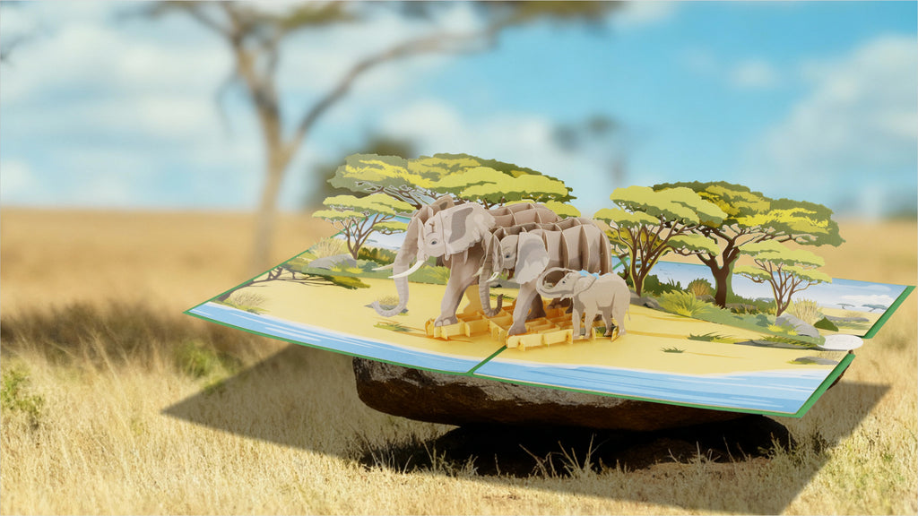 video pop up karte elefanten in der savanne