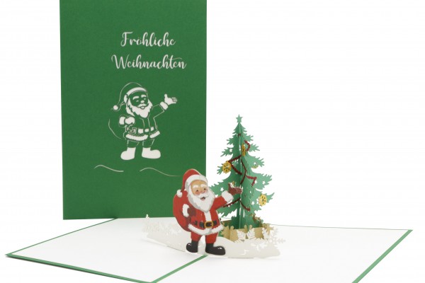 Weihnachtsmann mit Tannenbaum von design3dkarten